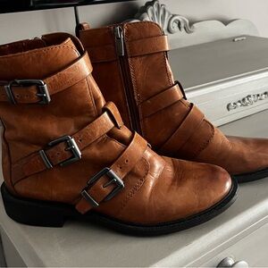 Vince Camuto Brown Ankle Boots with Buckles